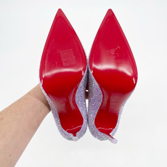 Christian Louboutin Kate 100 Strass Lilac Crystal Pointed Toe Heels EU 39.5 - Picture 10 of 11